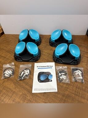 Unbranded Ski & Snowboard Wall Rack – Cyan – Gravity Grabber Style